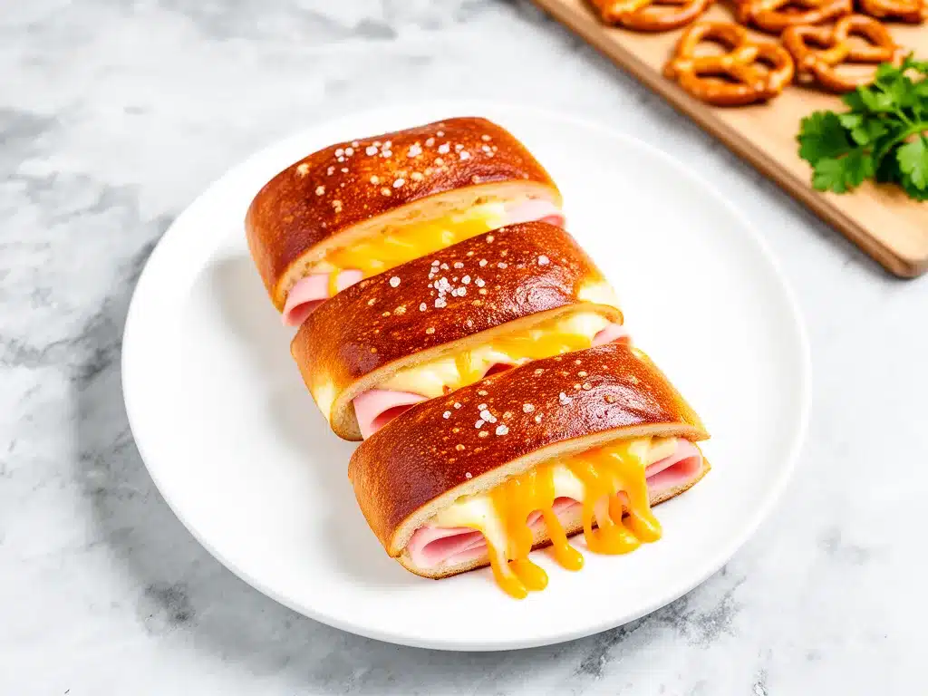 Back-to-School Ham and Cheese Pretzel Roll-Ups: 5 Min Easy Lunch 4 Ham and Cheese Pretzel Roll-Ups preparation steps