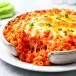 baked buffalo chicken mac and cheese - featured image