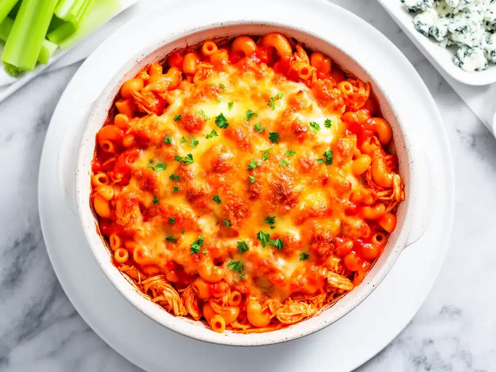 Baked Buffalo Chicken Mac and Cheese: 10 Easy Family Dinner Ideas 4 baked buffalo chicken mac and cheese preparation steps