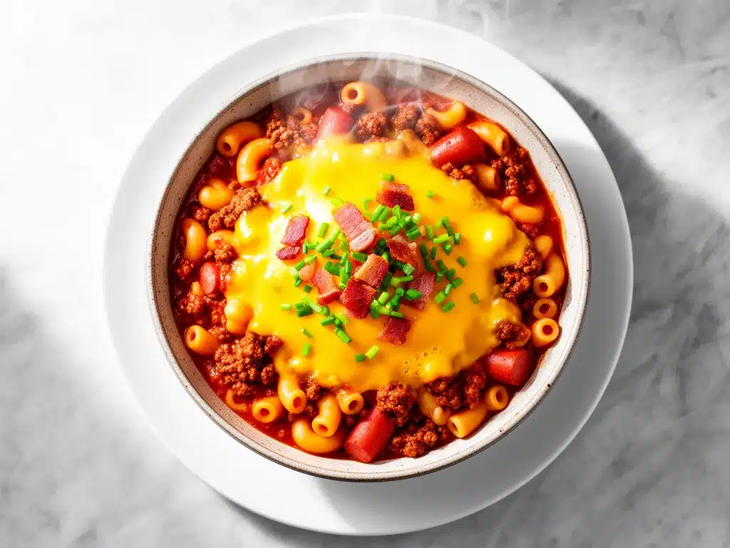 Cheesy Chili Cheese Dog Pasta Skillet: Easy Dinner 4 cheesy chili cheese dog pasta skillet preparation steps