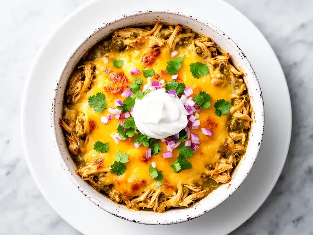 Cheesy Green Chili Chicken Enchilada Casserole: Easy Family Dinner 4 Cheesy Green Chili Chicken Enchilada Casserole preparation steps