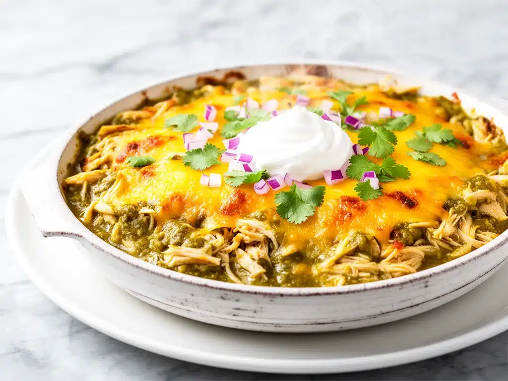 Cheesy Green Chili Chicken Enchilada Casserole - featured image
