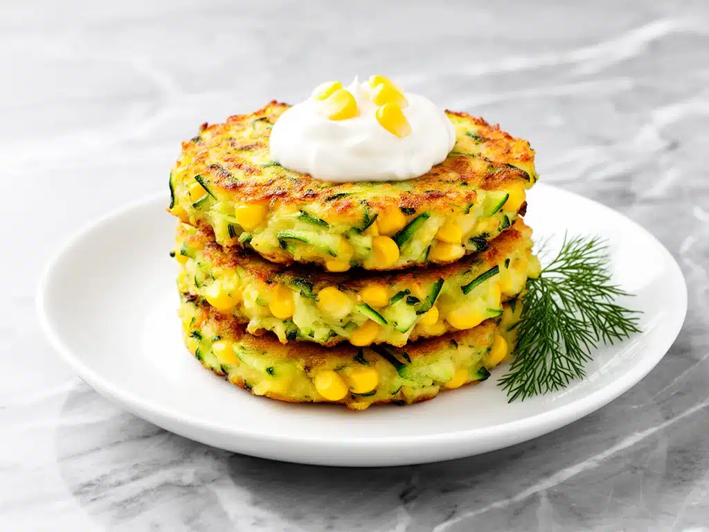 cheesy zucchini and corn fritter patties - featured image