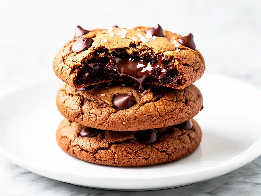 chewy double chocolate chip cookies - featured image