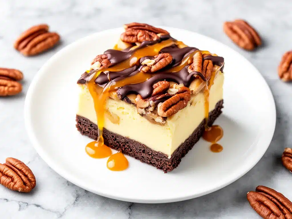 Chocolate Caramel Turtle Cheesecake Bars: 10 Best Easy Dessert 4 Chocolate Caramel Turtle Cheesecake Bars preparation steps