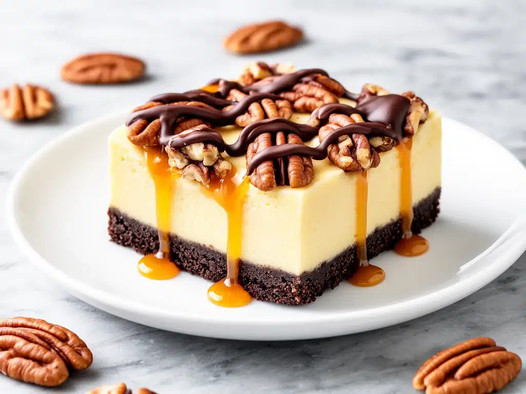 Home 1 Chocolate Caramel Turtle Cheesecake Bars - featured image