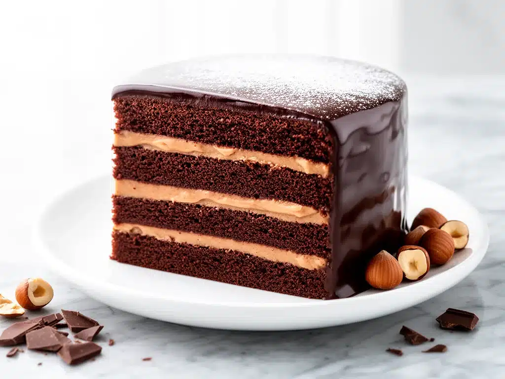 chocolate hazelnut layer cake - featured image