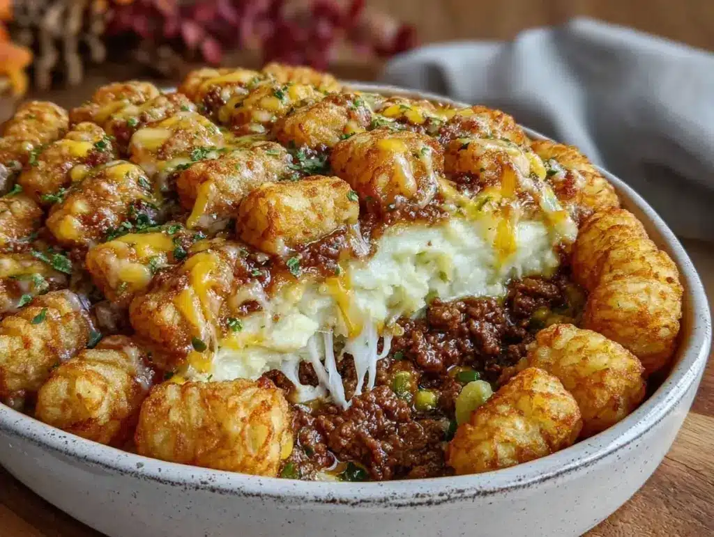 cozy cheesy ground beef potato casserole - featured image