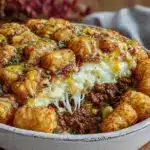 cozy cheesy ground beef potato casserole - featured image