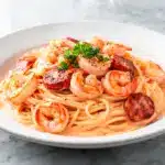 creamy cajun shrimp and sausage pasta - featured image