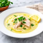 creamy lemon chicken orzo soup - featured image