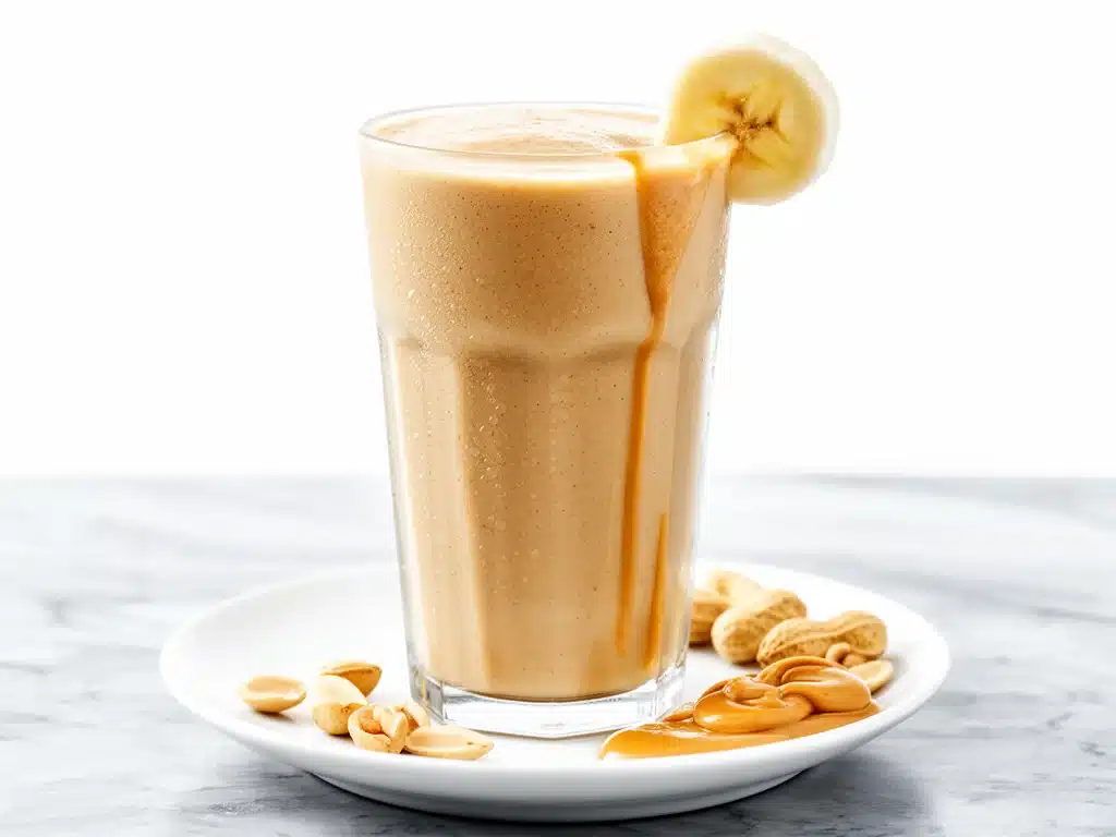 creamy peanut butter banana protein shake - featured image