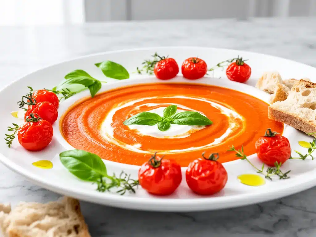 creamy tomato basil soup - featured image