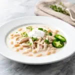 creamy white chicken chili with beans - featured image
