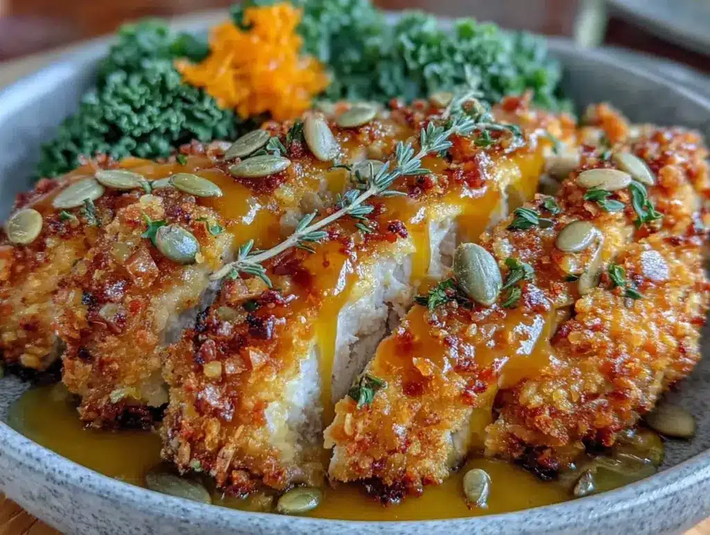 crispy baked chicken breast with maple dijon glaze - featured image