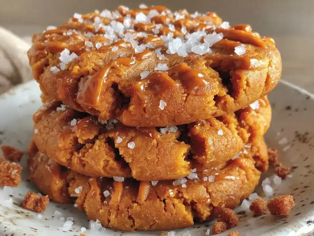crispy chewy peanut butter cookies with sea salt - featured image