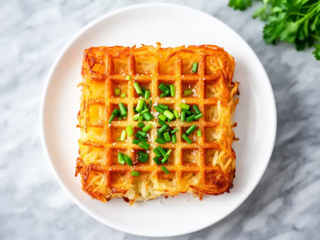 Crispy Waffle Iron Hash Browns with Chives 4 crispy waffle iron hash browns with chives preparation steps