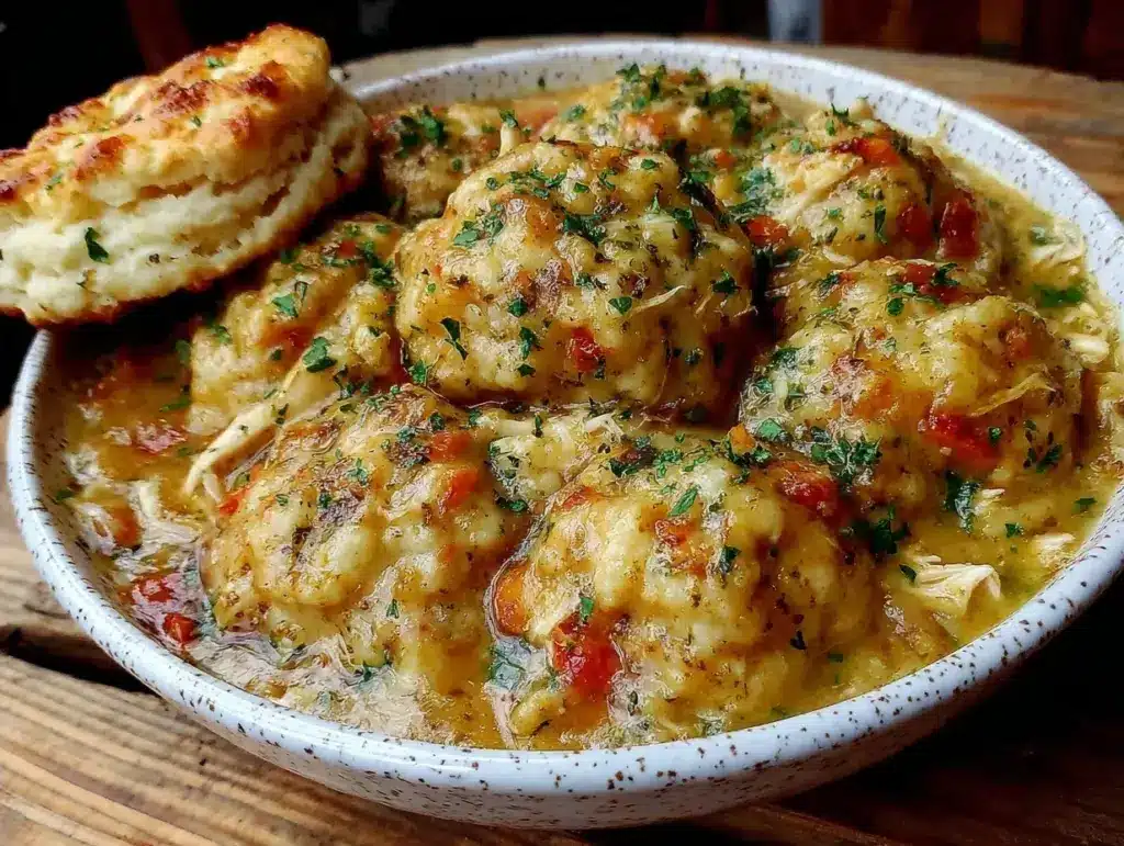 fall crockpot chicken and dumplings - featured image