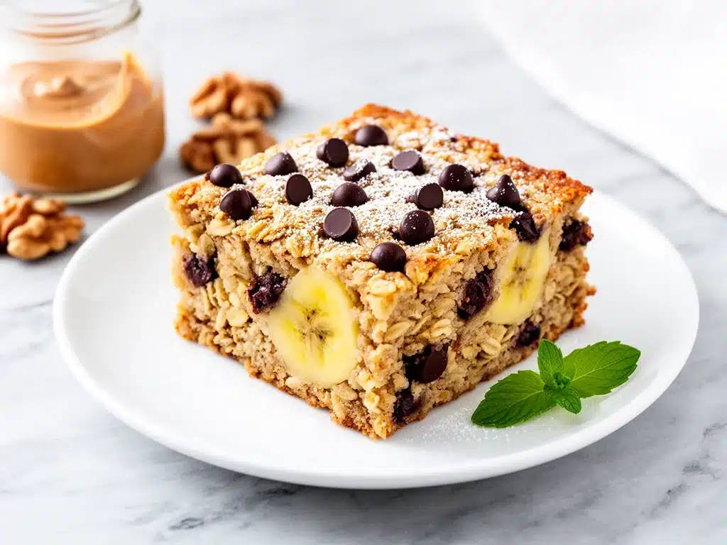 Fluffy Chocolate Chip Banana Baked Oatmeal - featured image
