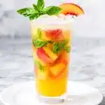 Fresh Peach Basil Sangria Mocktail Spritzer - featured image
