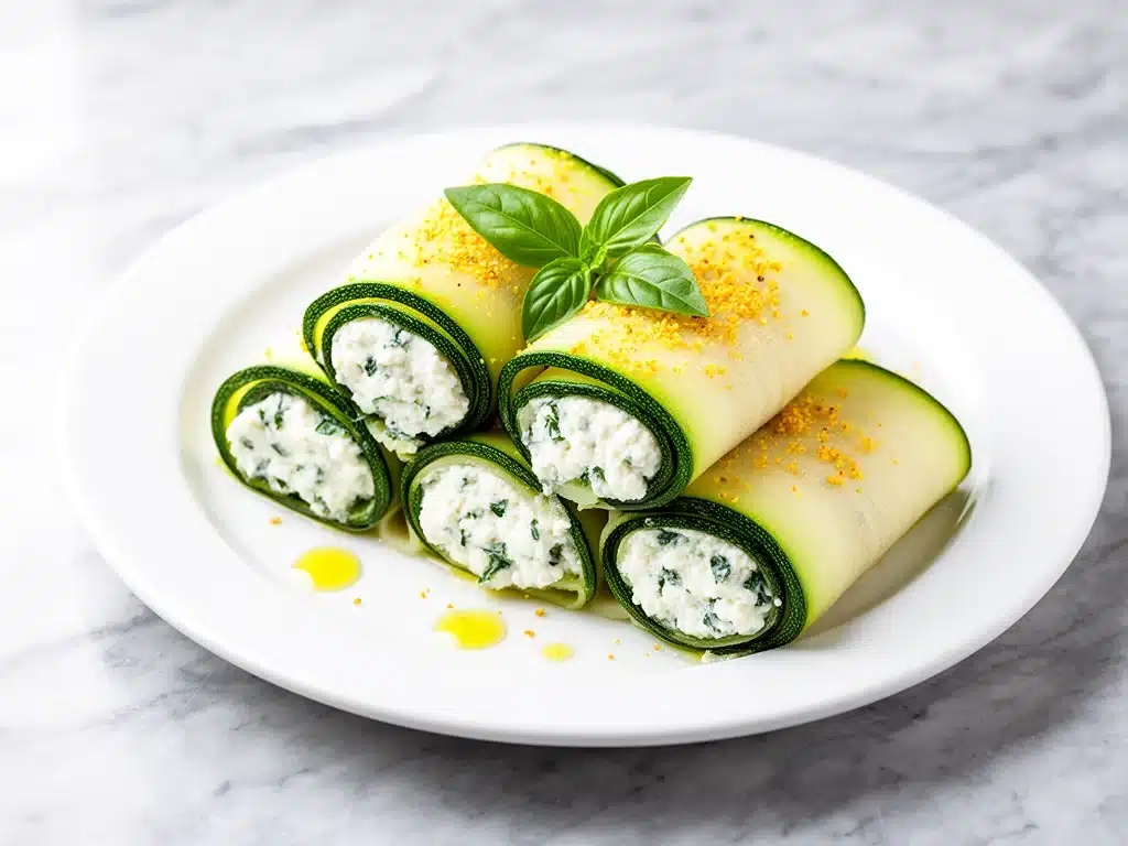 garden zucchini lasagna roll-ups - featured image