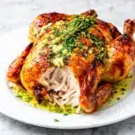 garlic herb butter roasted whole chicken - featured image