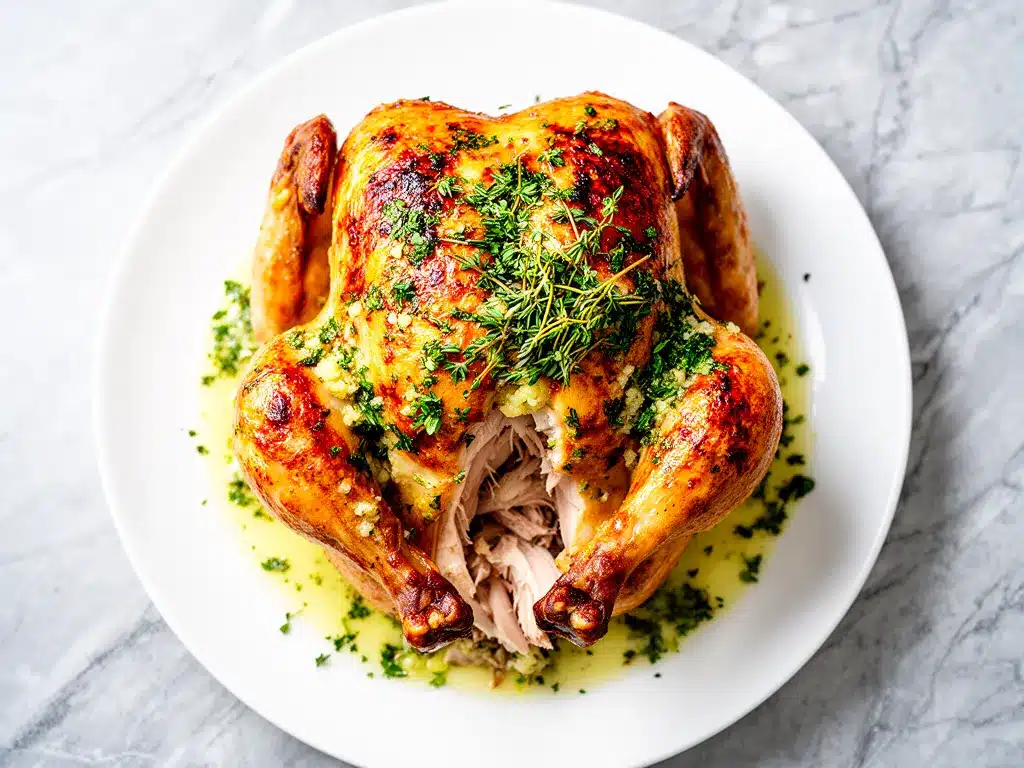 Garlic Herb Butter Roasted Whole Chicken: Easy Best Recipe 4 garlic herb butter roasted whole chicken preparation steps