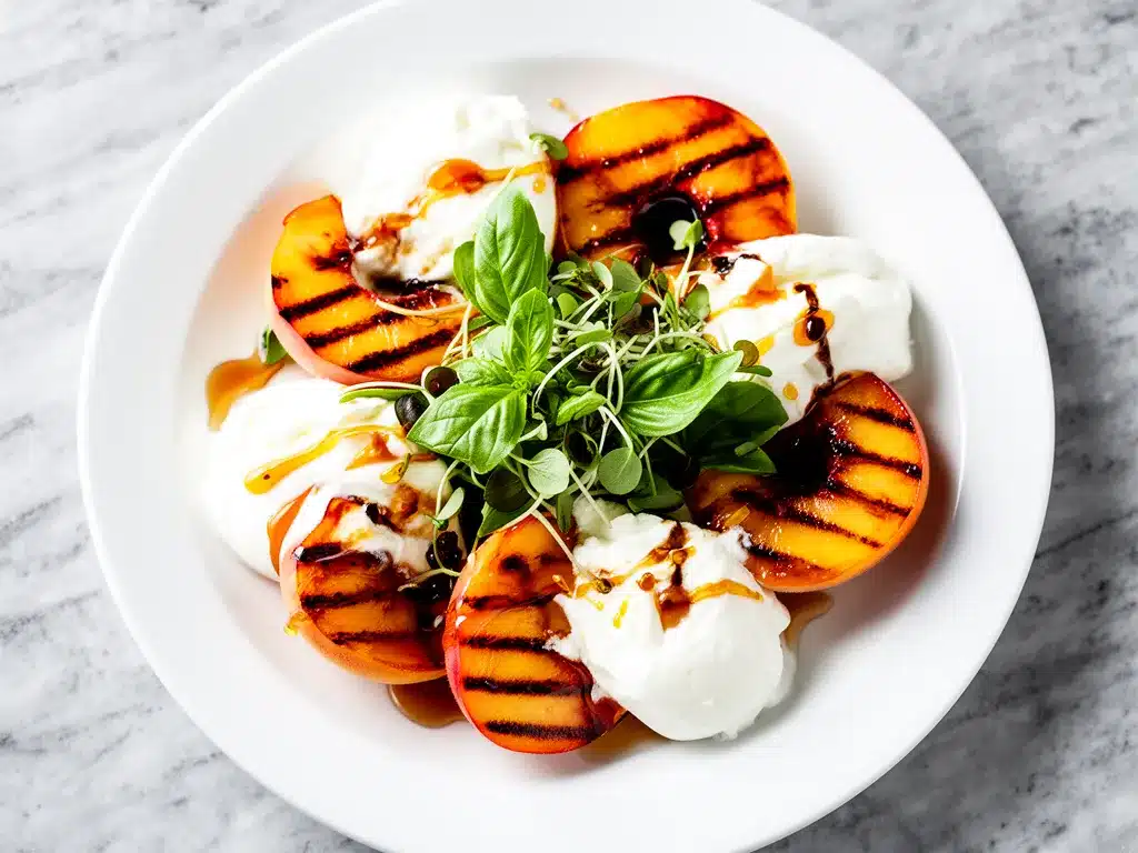 Grilled Peach and Burrata Salad: 5 Easy Summer Recipes 4 grilled peach and burrata salad preparation steps