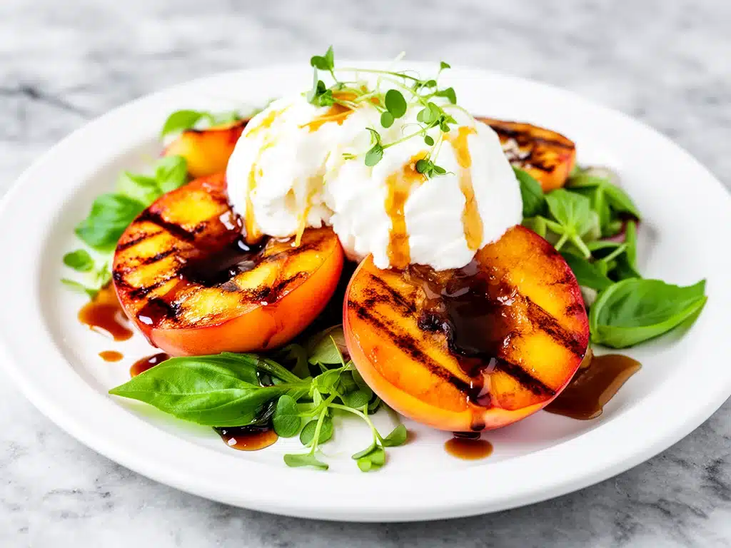 grilled peach and burrata salad - featured image