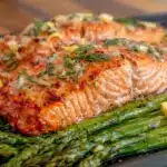 healthy salmon and asparagus sheet pan dinner - featured image