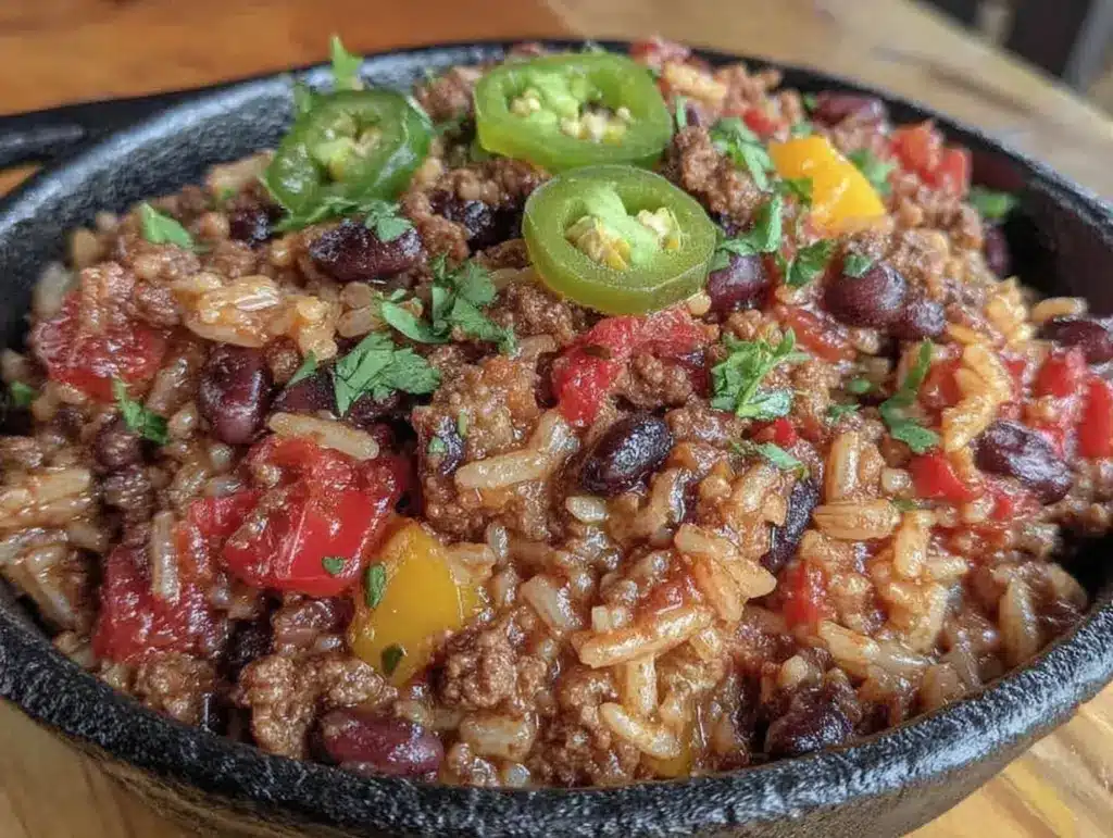 high protein ground beef skillet - featured image