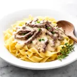 one-pot creamy beef stroganoff - featured image