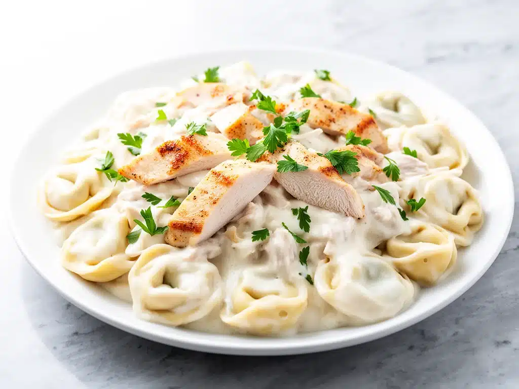 one-pot creamy chicken alfredo tortellini - featured image