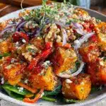 pumpkin salad with spinach and toasted walnuts - featured image