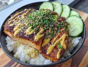 salmon rice bowl - featured image