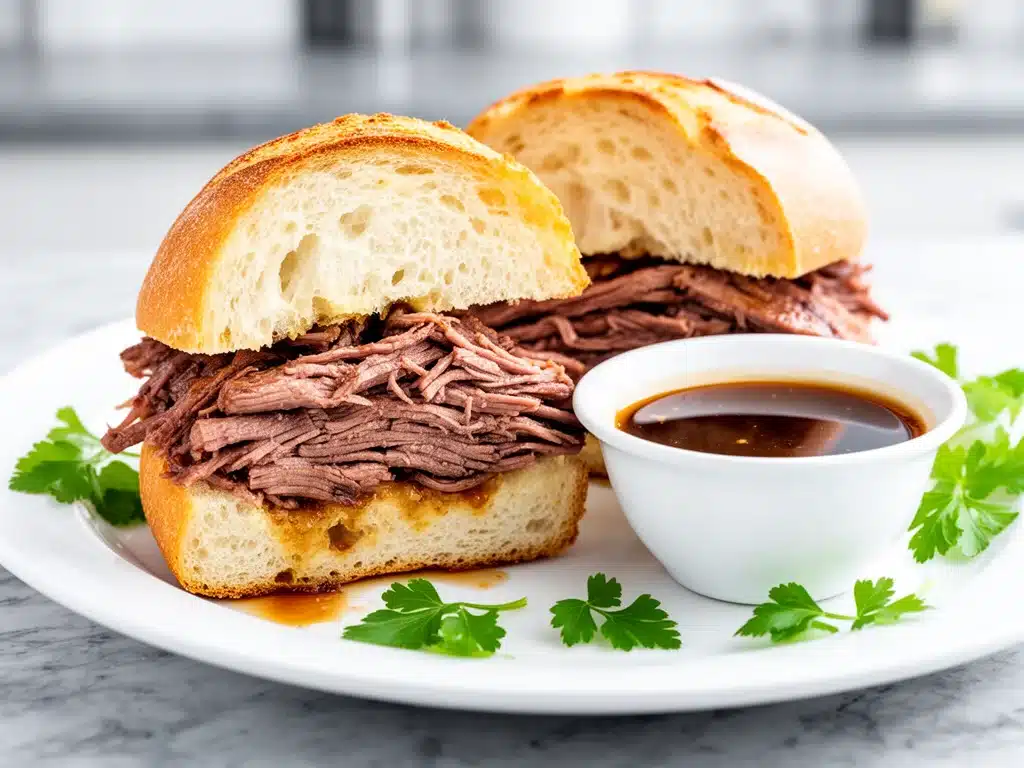 slow cooker French dip sandwich - featured image
