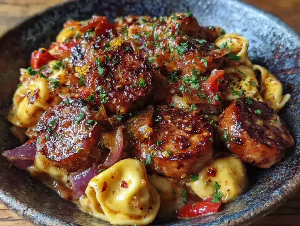 creamy sausage tortellini skillet - featured image
