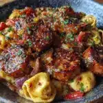 creamy sausage tortellini skillet - featured image