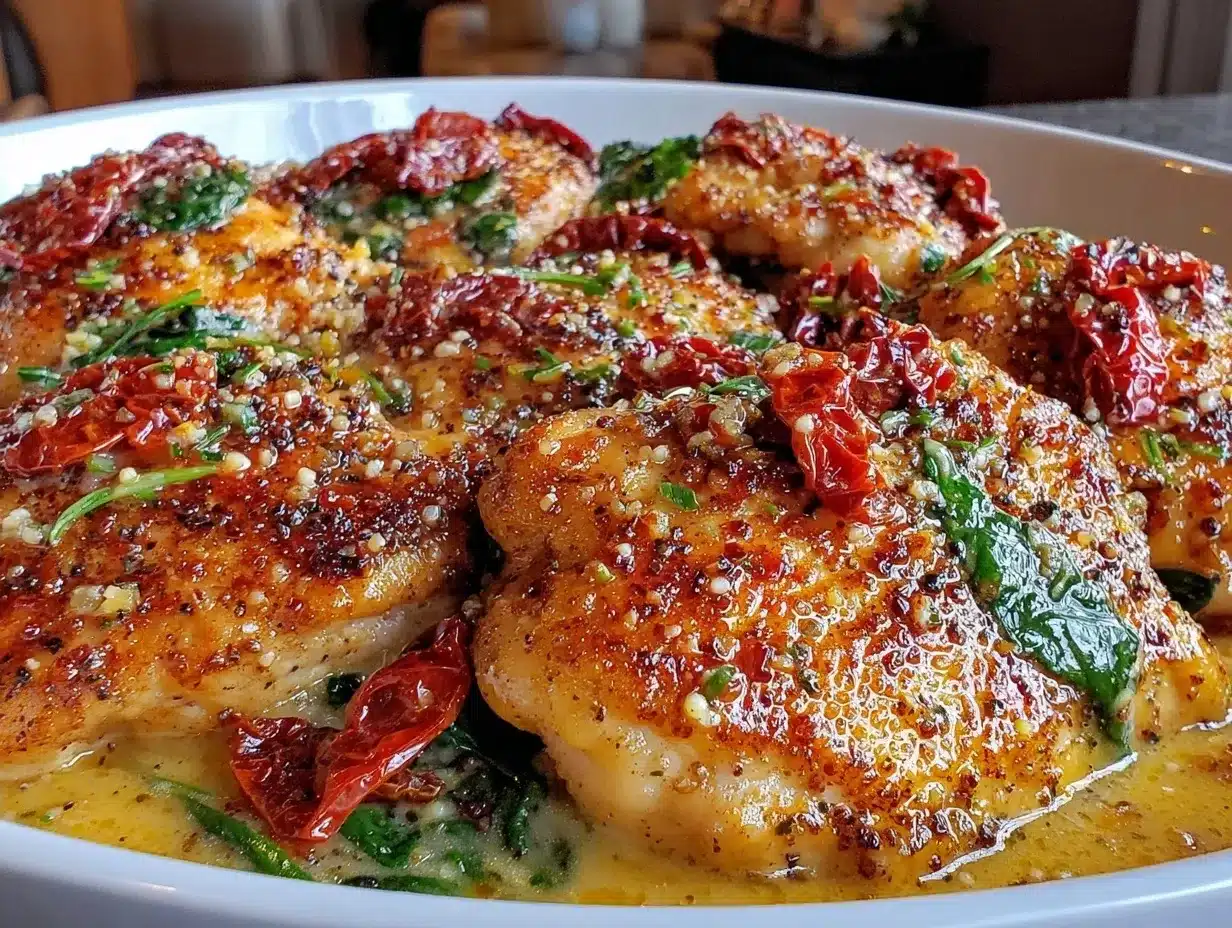 Creamy Tuscan Garlic Chicken: The Perfect Indulgent Dinner Party Dish 4 creamy tuscan garlic chicken preparation steps