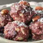 dairy-free no-bake chocolate peanut butter protein balls - featured image
