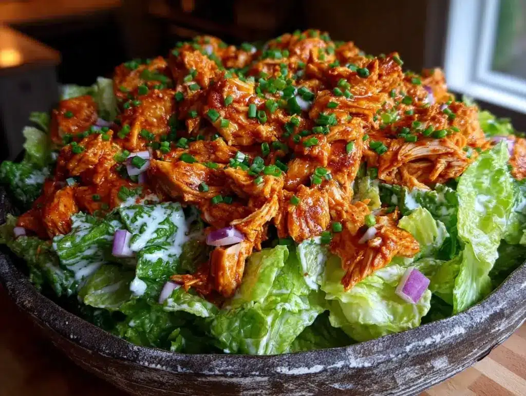 high-protein buffalo chicken salad - featured image