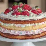 Neapolitan Layer Cake with Strawberry Buttercream - featured image