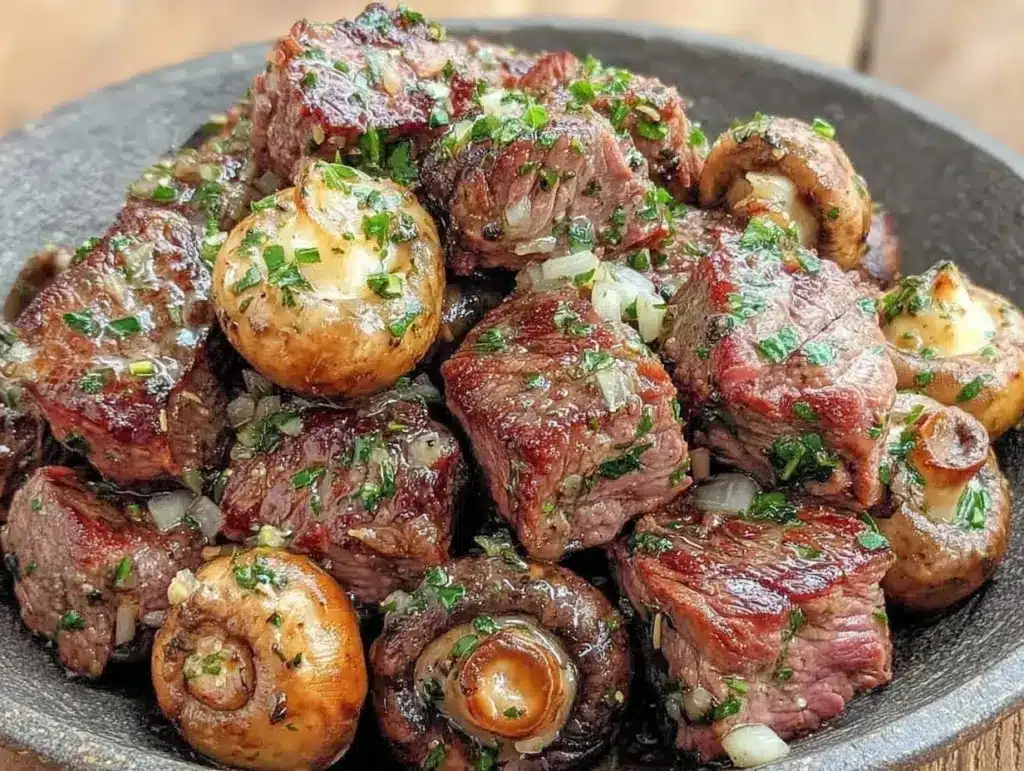 paleo garlic butter steak bites - featured image